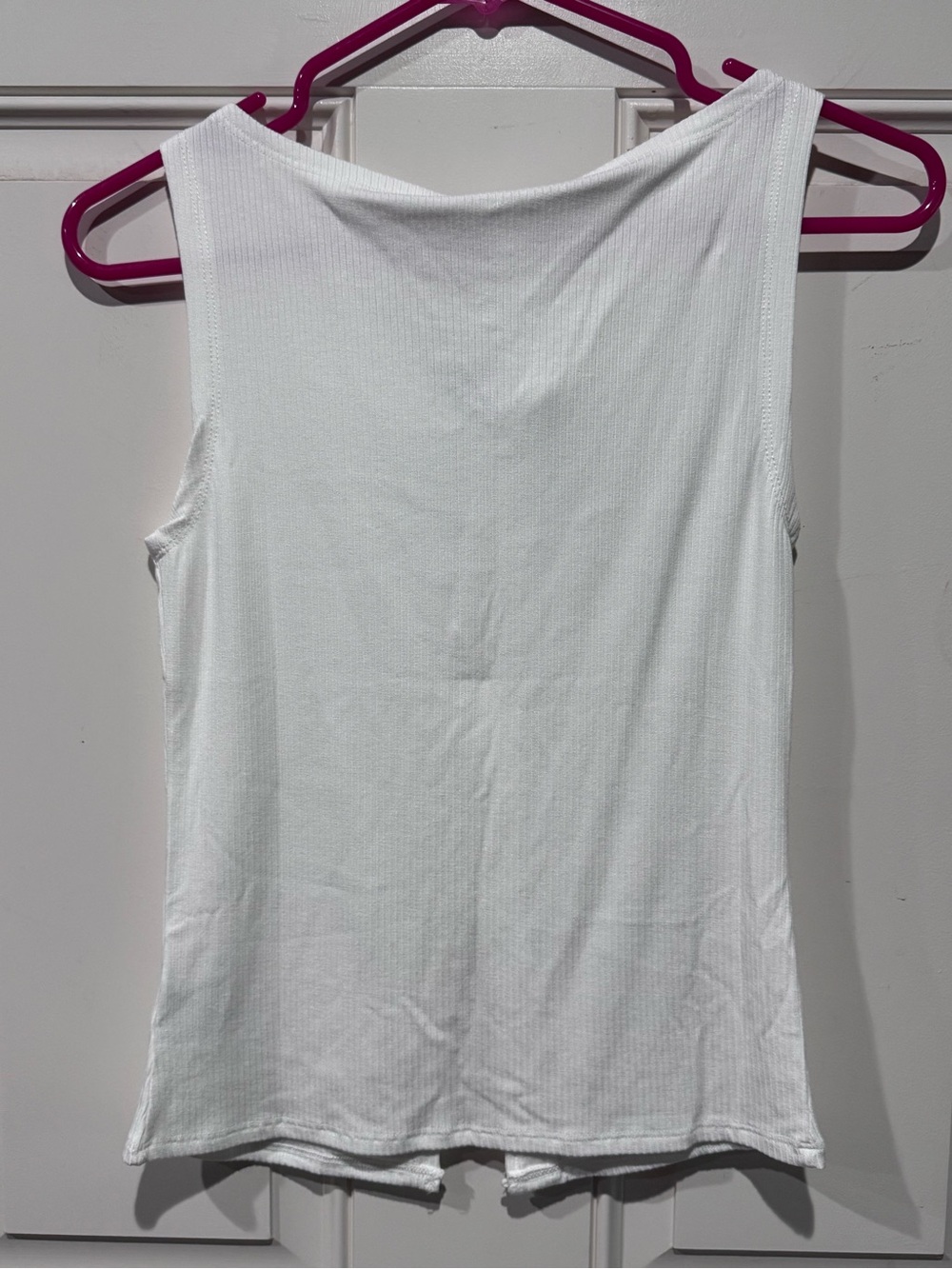 Pink Rose White Ribbed Button-Front Tank - Picture 6 of 7
